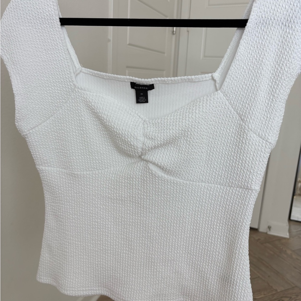 Halogen White Textured Tank Top